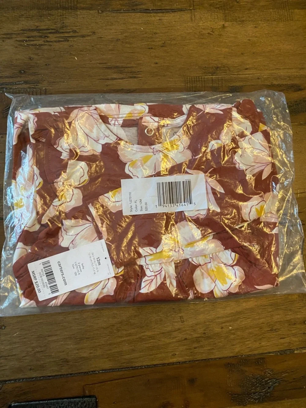 Carter's Rust Floral Ruffle-Shoulder Dress - Picture 5 of 5